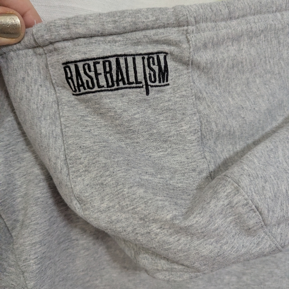 Basebalism Men's Flag Man Grey Black Dual Pocket Hoodie 1/4 Zip Size XL - Picture 5 of 7